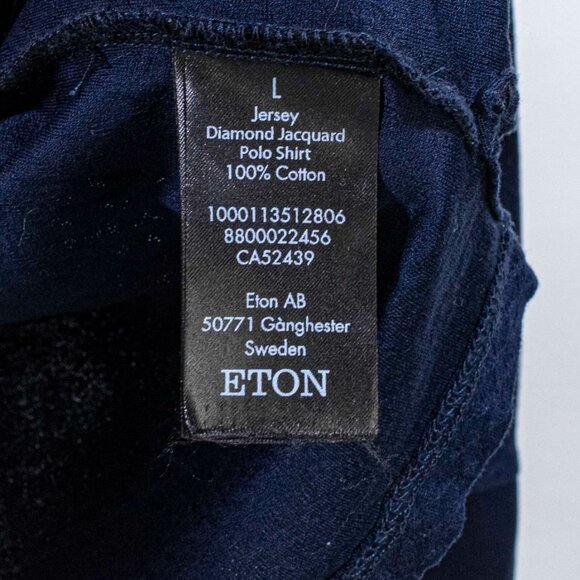 ETON Diamond Jacquard Long Sleeve Polo Shirt Large Preppy Designer - Picture 5 of 8